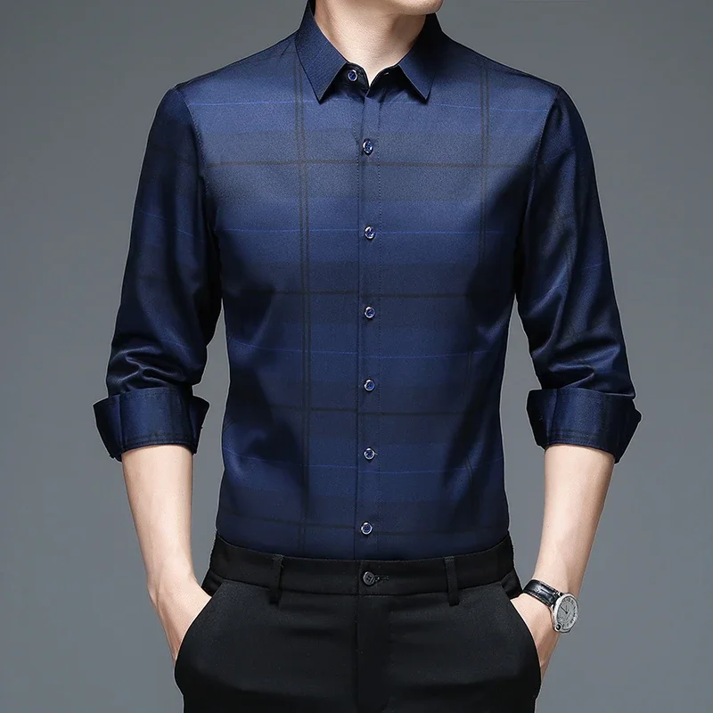 New Men's Casual Printed Long Sleeved Lapel Shirt for Spring and Autumn Fashion Comfortable Wrinkle Free Top Without Ironing - Image 4