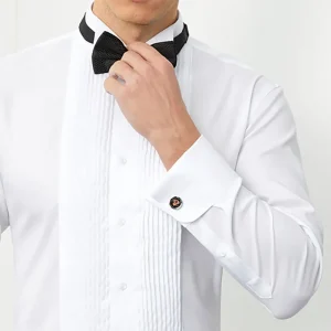 Men's Dress Cufflinks Shirt Pure Cotton Slim Wedding Banquet Wing Collar Formal Men's Bow Tie