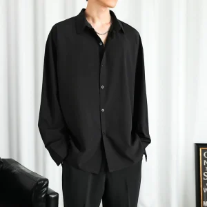 Shirt Men Solid Long sleeved Shirt For Men Korean Fashion Shirts Comfortable Blouses Casual Loose Classic Single Breasted Shirt